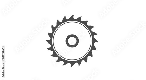 Black and white illustration of a circular saw blade with sharp teeth on a plain white background.