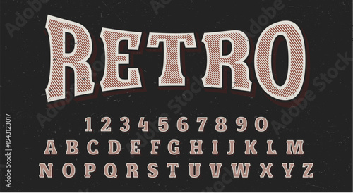 Retro Typography Alphabet and Numeral Display.