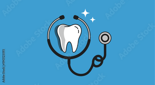 Dental care concept with stethoscope around tooth