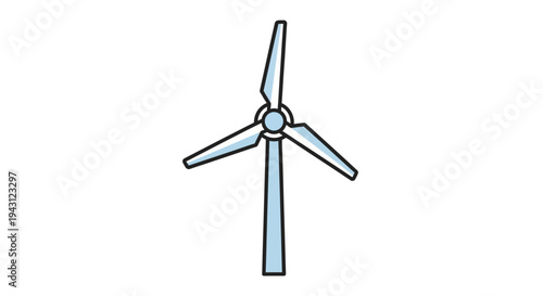 A simple line drawing of a wind turbine with three blades on a white background, conveying a clean and minimalist style.