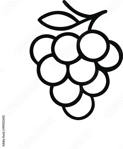 Minimalist grape fruit icon with leaf 