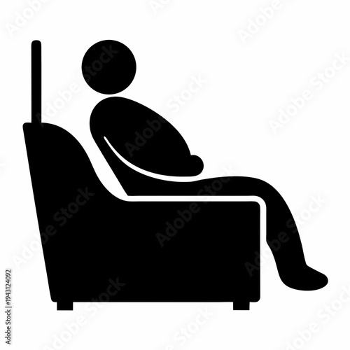 Icon depicting a person sitting back and relaxing in a chair