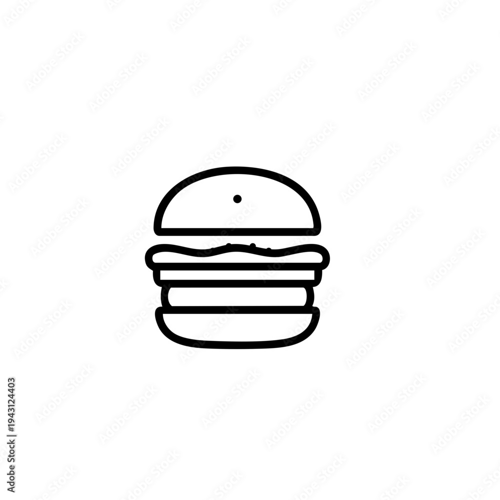 Fototapeta premium Fast food icon set, burger sandwich taco pizza hotdog coffee drink minimal food icons collection for restaurant menu and food delivery apps