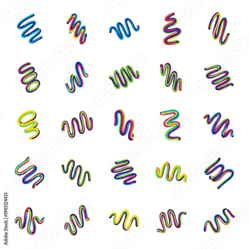 Colorful Squiggly Lines Pattern Design Element.