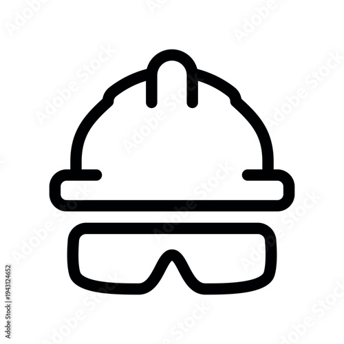 Construction Helmet and Safety Glasses Icon