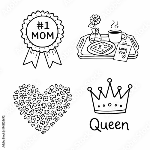 Mother's day illustrations and icons