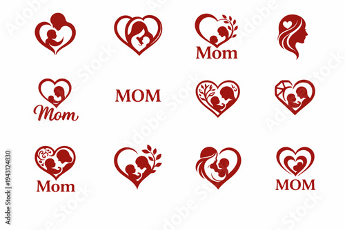 Mother's day heartfelt symbols and icons