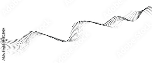 Flowing Dot Wave halftone gradient pattern on transparent background
