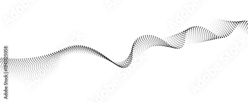 Flowing Dot Wave halftone gradient pattern on transparent background
