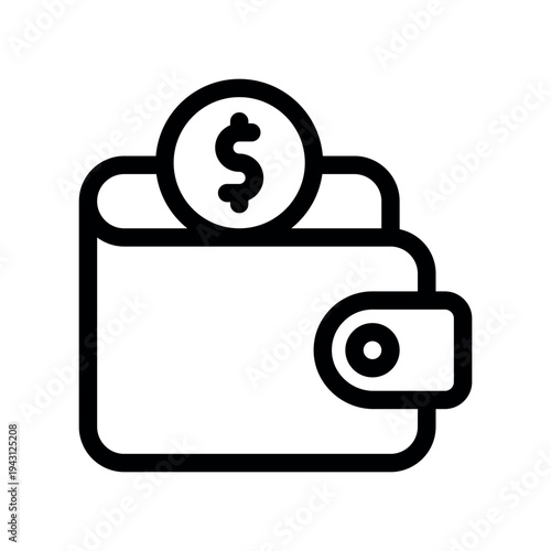 Leather Wallet with Dollar Coin Line Graphic