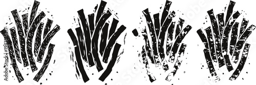 abstract black grunge lines with rough texture in vertical clusters vector design