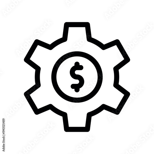 Gear Wheel with Dollar Sign Outline Graphic
