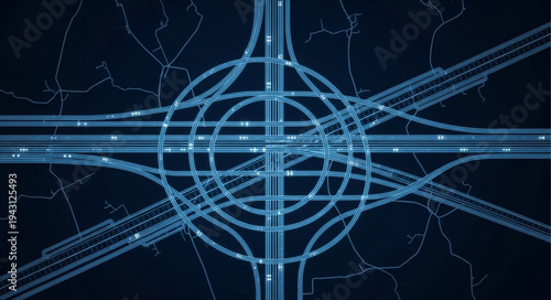 Futuristic Highway Interchange - A Digital Rendering of Transportation Infrastructure.