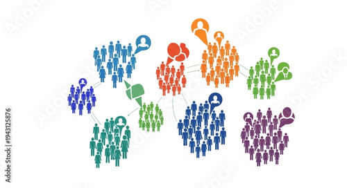 Colorful Social Network of People Connected by Communication.