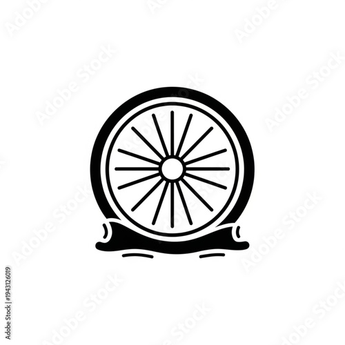 Dharma Wheel Symbol Buddhism Icon Illustration.