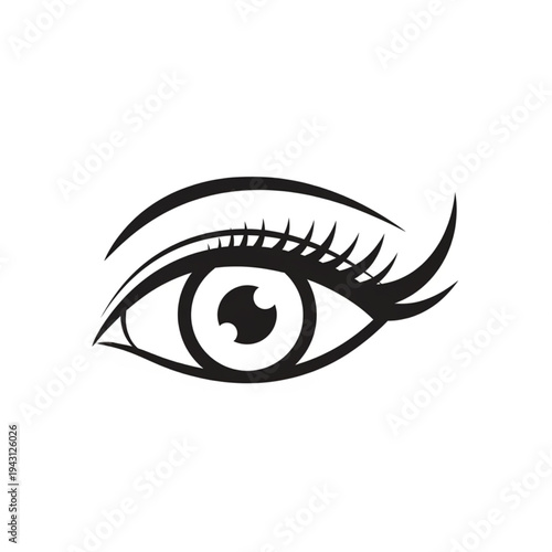 Detailed Illustration of Human Eye with Eyelashes.