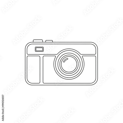 Digital Camera Illustration Simple Line Art.