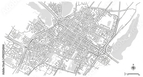 Detailed City Map Depicting Urban Planning and Infrastructure.