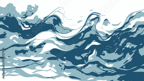 Vector Dynamic depiction of flowing water, capturing the essence of the ocean's movement.  A cool and refreshing feel.