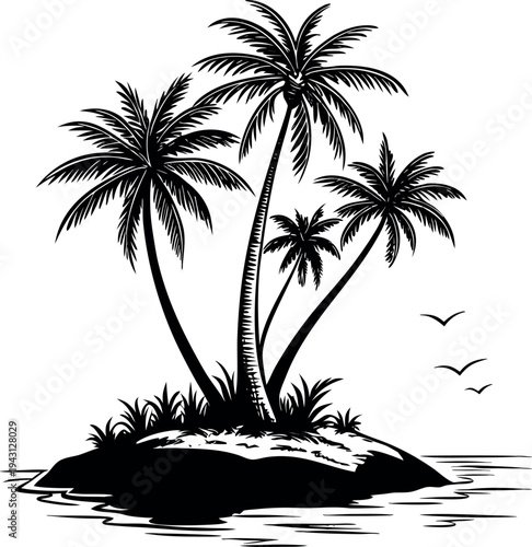 tropical island with palm trees