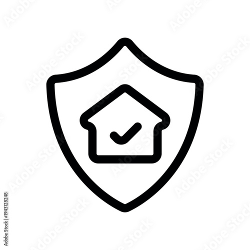 Verified Home Security Shield Line Art