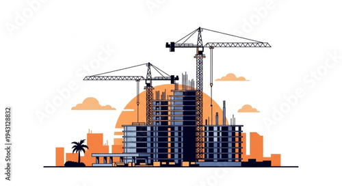 construction site with crane