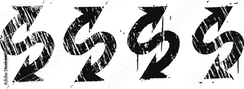 Grunge dollar signs set with distressed texture and bold black strokes on white background