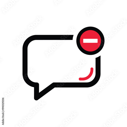 Blocked Chat Bubble Icon With Minus Sign.