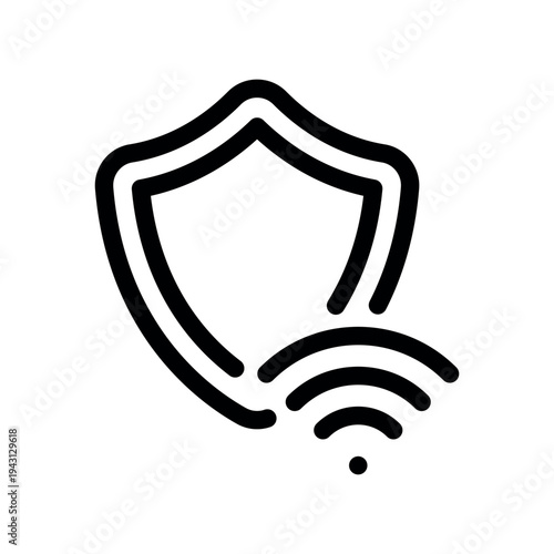 Active Network Security Shield Line Art