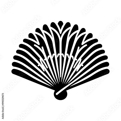 Bold Single Fill Silhouette – Ceremonial Festival Hand Fan Icon