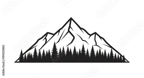Mountain Landscape with Trees Illustration.