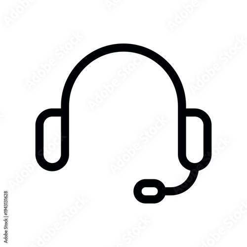 Headset with Microphone Line Icon for Communication Support