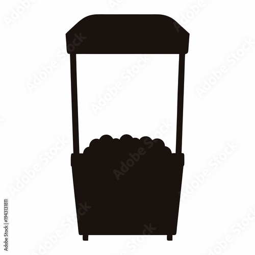 Black silhouette of a fair stand with a pile of objects