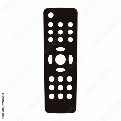 Simple black and white remote control icon with many round buttons