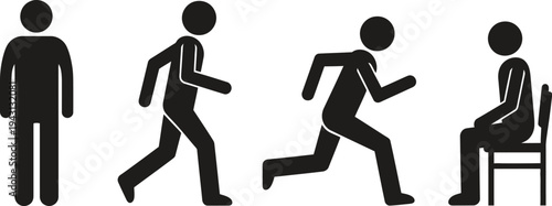 A set of human running man icons in different poses and positions