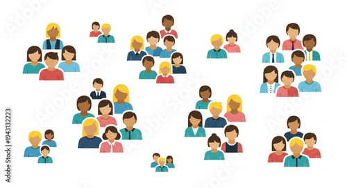 Diverse Groups of People Gathered Together in Clusters.