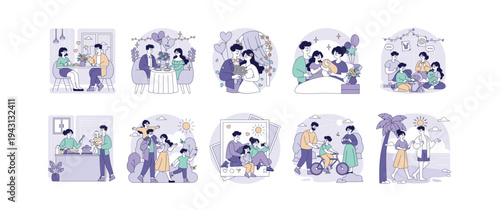 Family Celebration and Bonding Moments Vector Illustration