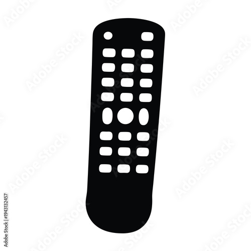 Black silhouette of a remote control with many buttons on white