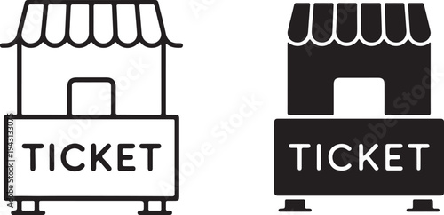 Ticket booth icons set isolated ,Ticket Booth Icon Set on white background vector illustration for event admission retail sale