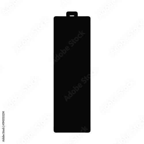 A black silhouette of a battery cell against a white background