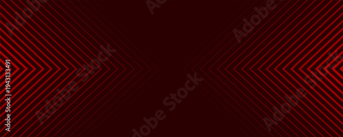 Red arrows background. Abstract triangle gradient wallpaper. Repeated arrow stripes backdrop for flyer, banner, poster, presentation. Thin to thick linear game or sport texture. Vector masculine bg