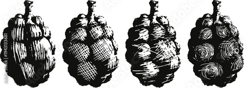 Hand drawn vintage grenades illustrations old black and white military weapon sketches isolated on white background