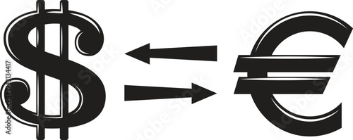 USD and Euro Symbols with Bidirectional Exchange Arrows
