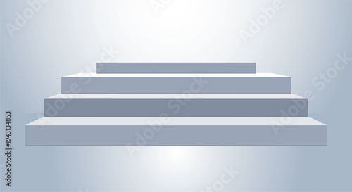 3D white podium stairs for product display on grey background vector