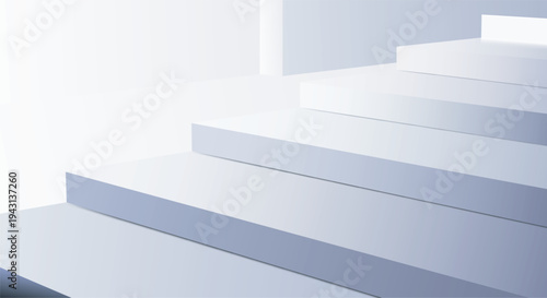 3D white stairs perspective for product display background vector