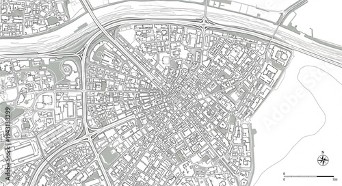 Detailed City Map Depicting Urban Planning and Infrastructure.