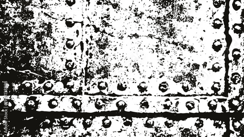 Grunge metal texture with rivets and distressed weathered surface pattern