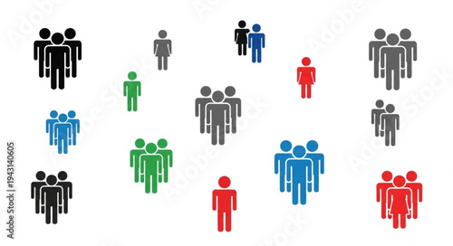 Diverse Crowd of People Icons Representing Community and Individuality.