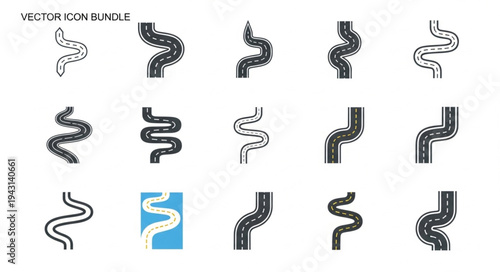 Collection of Winding Road Illustrations for Design and Mapping.