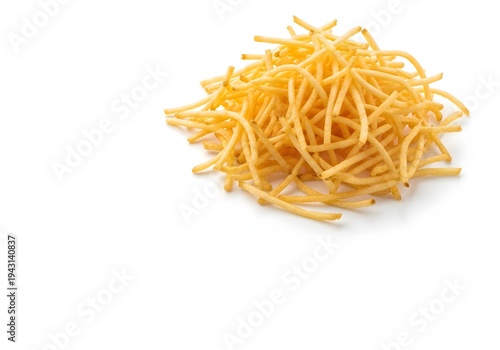 Straw potatoes on white background